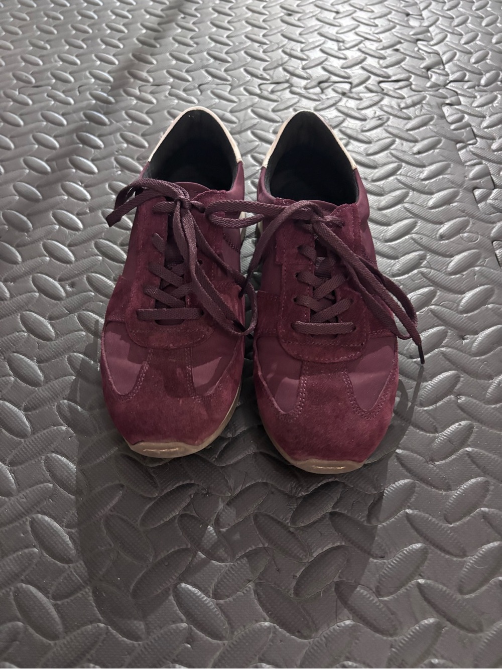 Women's Burgundy Suede Lace-Up Vegabond Sneakers